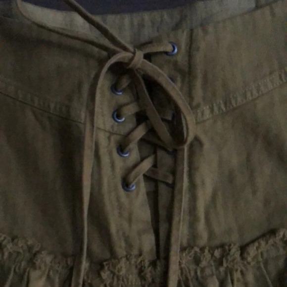 Free People Positano Lace up back mini skirt Sz 10 olive green New with Tags - Picture 7 of 10